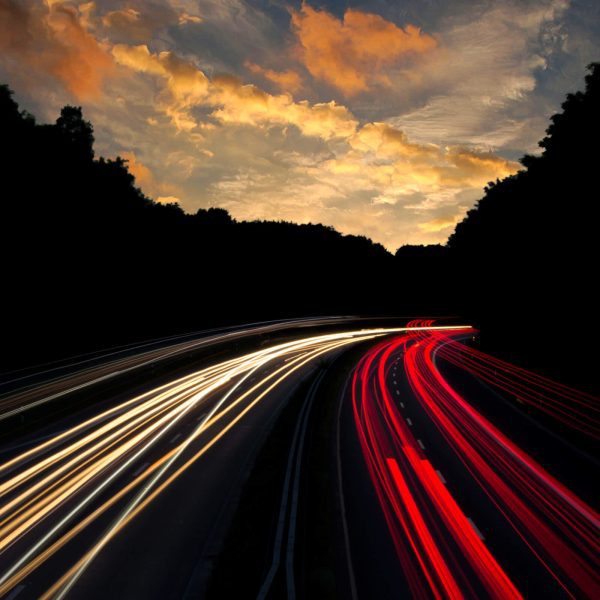 timelapse of light along a busy motorway